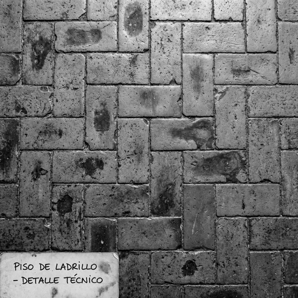 Piso de ladrillo cocido recuperado bajo capa de cemento