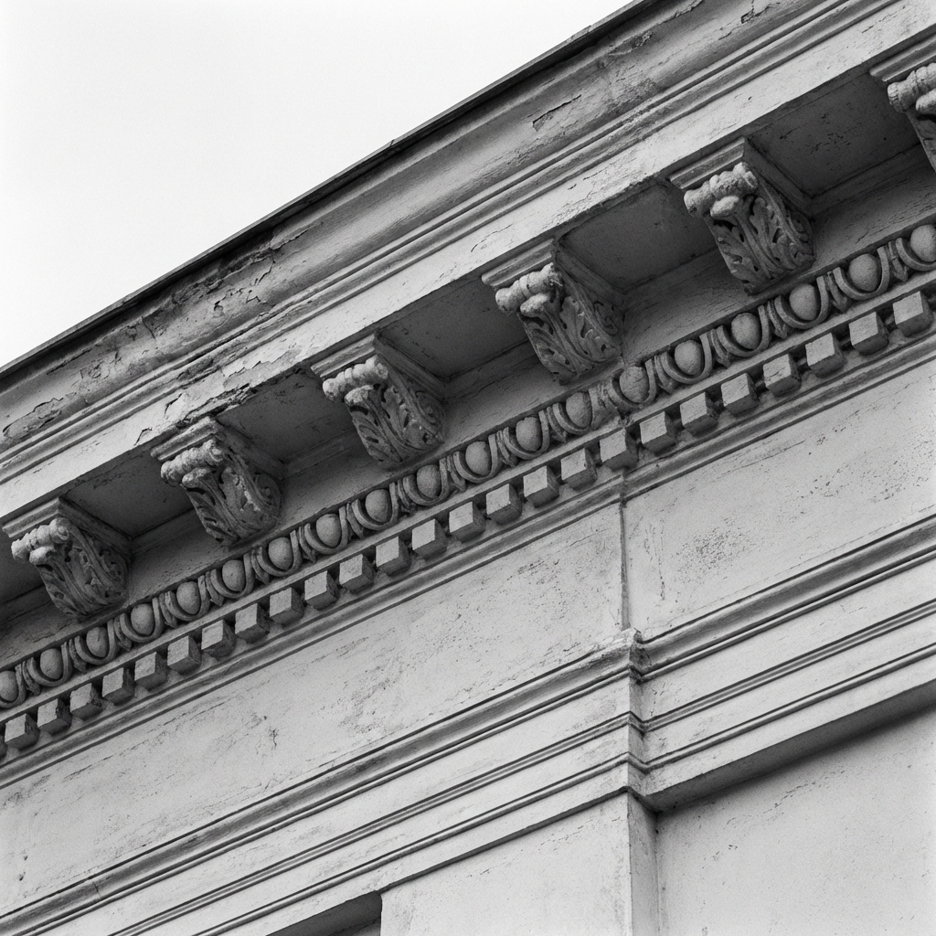 Detalle de ornamentación en estuco restaurada